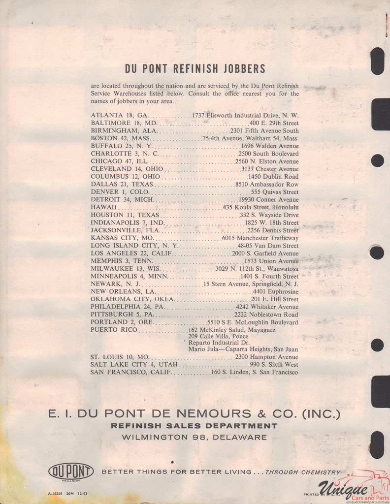 1964 Appliance Paint Charts DuPont 5